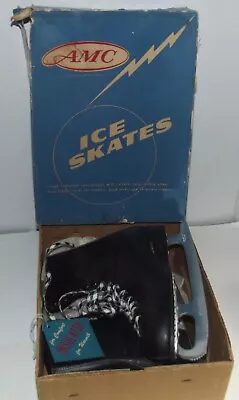 Vtg AMC Mens Black Figure Insulated Ice Skates Size 9 W/original Box Stock# 243 • $49.99