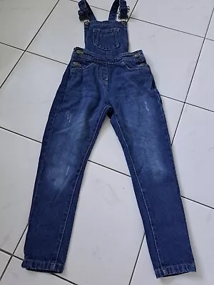 £5 • Buy Girls Boys Blue Denim Long Dungarees Age 6-7 Years 