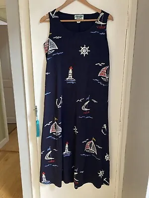 Fun Nautical Print Vintage Maxi Tee Shirt Dress-small • £2