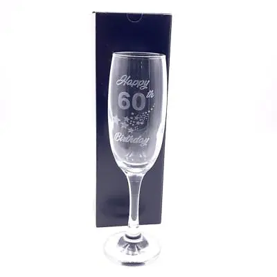 £10.34 • Buy 60th Birthday Stars Champagne Flute Glass Gift Boxed DCF-25-BL