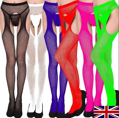 Womans Fishnet Stocking Tights Sexy Suspender Pantyhose Hosiery One Size UK • $6.08