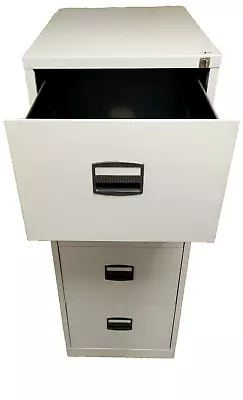 4 Drawer Lockable Filing Cabinet Silver White - Home Office Metal Filer - Used • £39.99