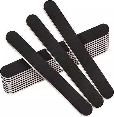 Professional Black Nail File Double Sided Emery Board 100/180 Grit 12Pcs Stadux • £4.25