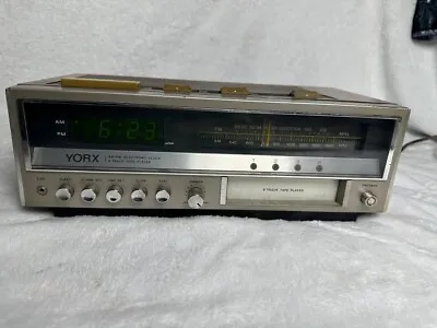 Yorx AM/FM Clock Radio 8-Track Player - Vintage Model No. R5180A - Tested/Works • $20