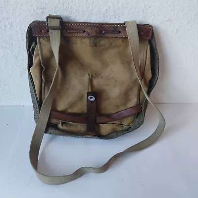 Swiss Army Military Bread Bag Shoulder Salt & Pepper Switzerland Satchel ~1950 • $44.90