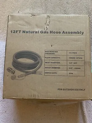 12FT 1/2 Inch ID Natural Gas Hose  For  Char-broil Pizza Oven Patio Heater • $30