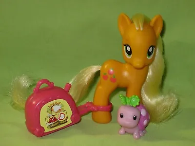 G4 My Little Pony 2012 Traveling Wave 1 Single APPLEJACK & Pet LADYBUG +Suitcase • $19.99