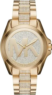 Michael Kors MK6487 Gold Stainless Steel Bracelet MK Logo Dial Women's Watch • $113.99