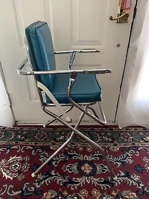 Vintage Folding Metal High Chair Chrome Vinyl Retro Mid Century Local Pickup • $199.99