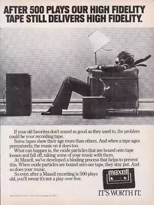 Famous 1991 Maxell Tape Print-Ad/ Guy In Chair Blown Back By Speakers Photo • $9.95