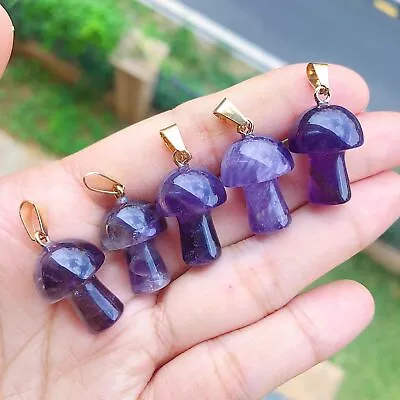 5pcs Amethyst Stone Mushroom Pendants Prism Magic Wand Energy Amulet Gold • $0.50