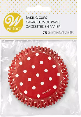 Baking Cups Standard Dots Red 75 Piece Cupcake Liners Desserts Candies Holidays • $10.99