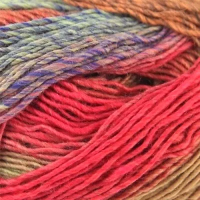 Plymouth GINA Yarn #2 RICH MULTI COLOR Worsted Wool SELF STRIPING 50 Grams • $13.99