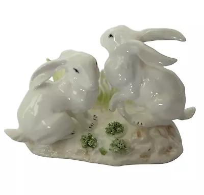 Vtg 50's Ucagco Bunny Rabbits Realistic White Spring Easter Figurine Spaghetti • $39.50