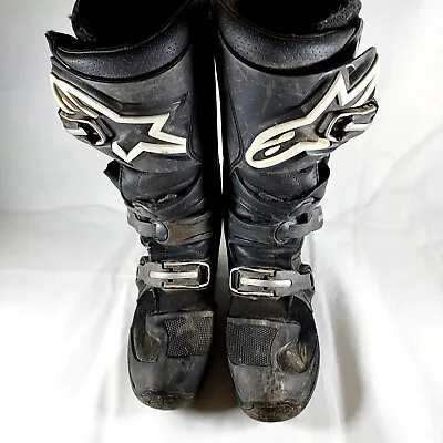 Mens Alpinestars Tech 7 Motocross Black Leather Riding Boots Size 7 Us • $80