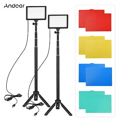 Andoer 2pcs USB LED Video Light Kit Photography Lighting For Video Live New S4U5 • £22.19