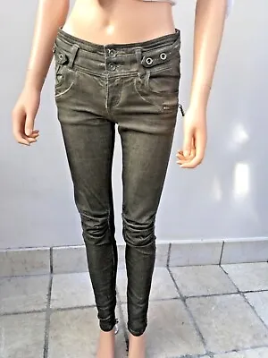 £13.99 • Buy Green Skinny Jeans Size 8UK Stretch 31.5” Leg Ruched Knees Pockets Good Con