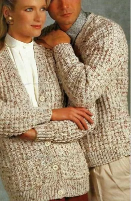 DT0253. Knitting Pattern. Paper Copy. Mens/Ladies Cardigan. 32-46 . Chunky • £3.50