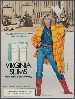 Virginia Slims Cigarettes Cowgirl Vintage Magazine Print Ad 1986 • $9.95