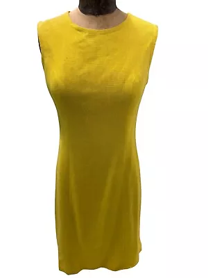 A Vintage 1960s Yellow Linen Sleeveless MIdi Dress By Saks Fifth Ave Small- Med • $41