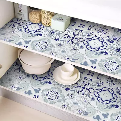 17.7 X197  Kitchen Peel And Stick Wallpaper Blue Tile Contact Paper Pattern Wall • $28.99