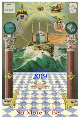 Masonic 2019 CALENDAR  Ring Mason Print Poster Freemasonry Scottish York Rite  • $14.99