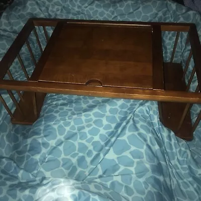 Tray Vintage Solid Oak Breakfast  In Bed Serving Adjustable Table Top Computer • $101