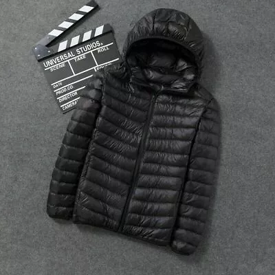 Men's Duck Down Jacket Ultralight Coat Hooded Puffer Jacket Bubble Coat Winter+ • $24.29