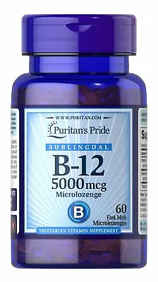 Puritan's Pride Vitamin B-12 5000 Mcg Sublingual - 60 Microlozenges • $9.19