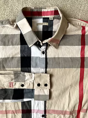 Burberry Brit Button Down Shirt Mens XXL Nova Check Plaid Long Sleeve Signature • $215