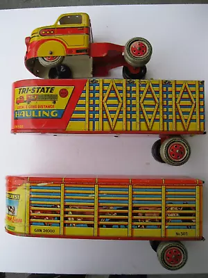 1950's Vintage Marx Tri State Semi Truck & 2 Trailers • $310