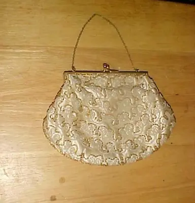 Vintage Handbag Bead Beige With Compact Mirror • $8.99