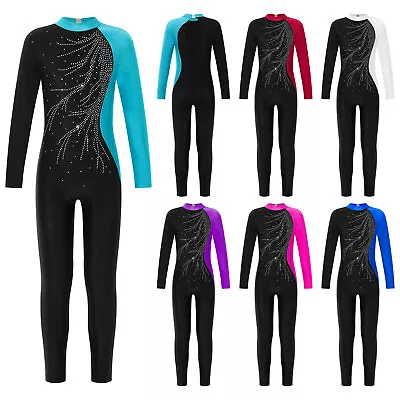 £21.19 • Buy Kids Girls Gymnastics Leotard Unitard Rhinestone Ballet Dance Jumpsuit Catsuits