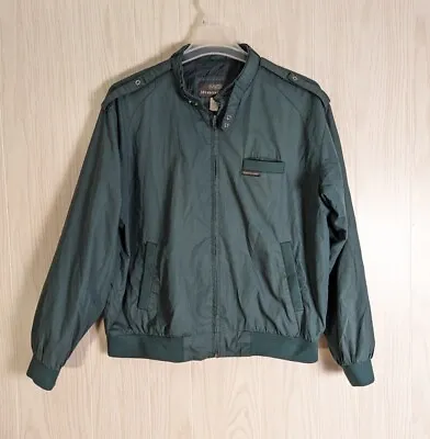 Members Only Insulated Jacket Mens L Green Bomber Cafe Racer Zip Lined • $19.95