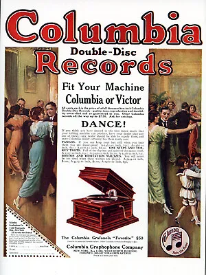 1914 Original Columbia Double-Disc Records Ad. Plays On Columbia Or Victrola • $10.99