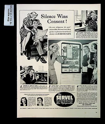 1939 Servel Electrolux Gas Refrigerator Silence Consent Vintage Print Ad 32658 • $7.48