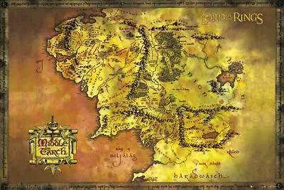 $12.95 • Buy Poster Lord Of The Rings Map Tolkien Books Literature Middle Earth