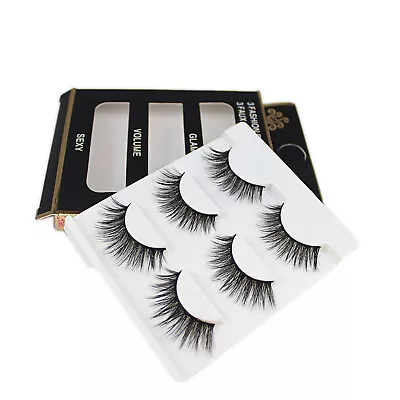 100% Mink Hair Individual Eyelashes 3 Pairs 3D Long Natural False Eye Lashes • $4.88