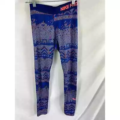 Nike Pro Hyperwarm Blue Nordic Print Legging Size Small • $21.56