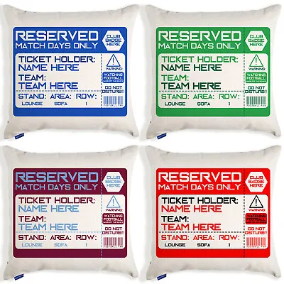 PERSONALISED Football Cushion Cover Reserved Ticket Fan Christmas Gift TS • £12.95