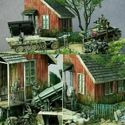 1/35 Scale Dioramas Ruins House Models Kits Wood WW2 Military Sand Building DIY • $23.29
