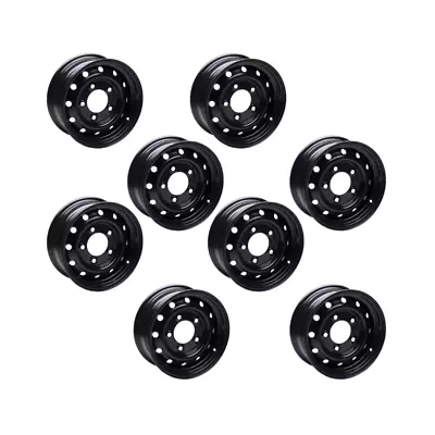 Wolf Steel Rims 16  BLACK Heavy Duty SET OF 8 Rims For Land Rover Puma/TD5/Peren • $1999