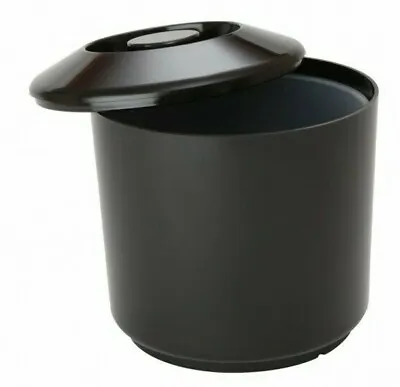 Ice Bucket Round With Lid Black Plastic Home Bar Ice Cooler Internal Drainer 6pt • £13.95