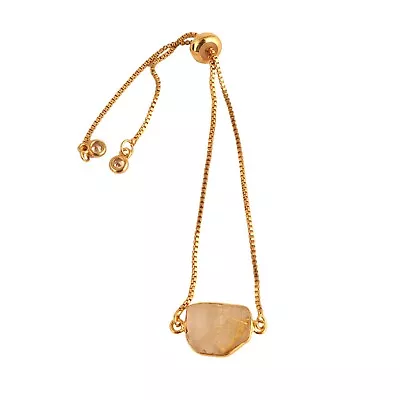 Amazing Golden Rutile CZ Quartz Yellow Gold Plated Slider Lock Chain Bracelet  • $5.49