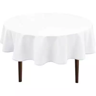 White Round Tablecloth 60 Inch - Waterproof Stain Resistant Spillproof Polyester • $16.19