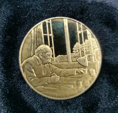 £25 • Buy 1974 John Pinches Churchill Centenary Trust  26g Medals - Writing At Chartwell