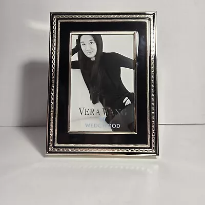 Wedgwood Vera Wang Grosgrain Photo Frame Holds 4x6 Silver Wedding • $39.99