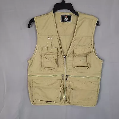 H2H Men's Fishing Vest Hiking Safari Sleeveless Pockets Army Green Size M • $16.94
