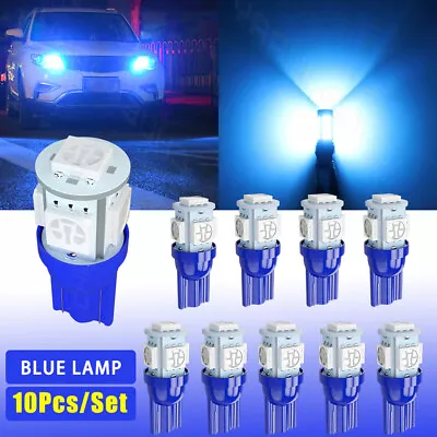 10Pcs Blue T10 194 168 5SMD Instrument Panel Gauge Cluster Dash LED Light Bulb • $10