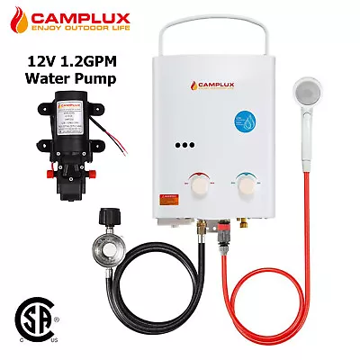 Camplux 5L Tankless Gas Water Heater Propane Instant Hot W/Pump 2 Extension Hose • $189.99